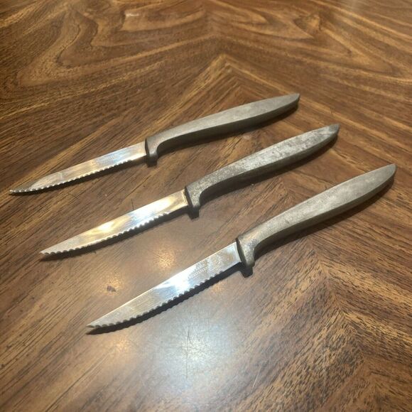 Neusteters Steak Knives Lot 3 Stainless Steel Made In France MCM Unique - Picture 2 of 6